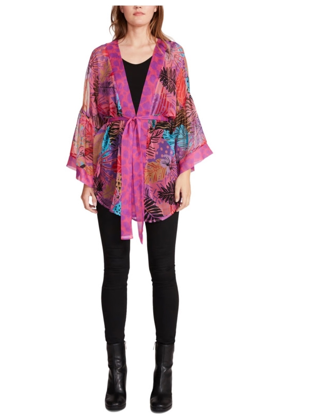 Steve Madden Pink Floral Sheer Kimono